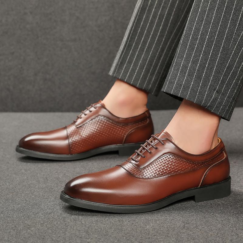 New Men's Dress Leather Shoes Luxury Fashion Groom Wedding Shoes Men England Style Derby Shoes Plus Size 38-46