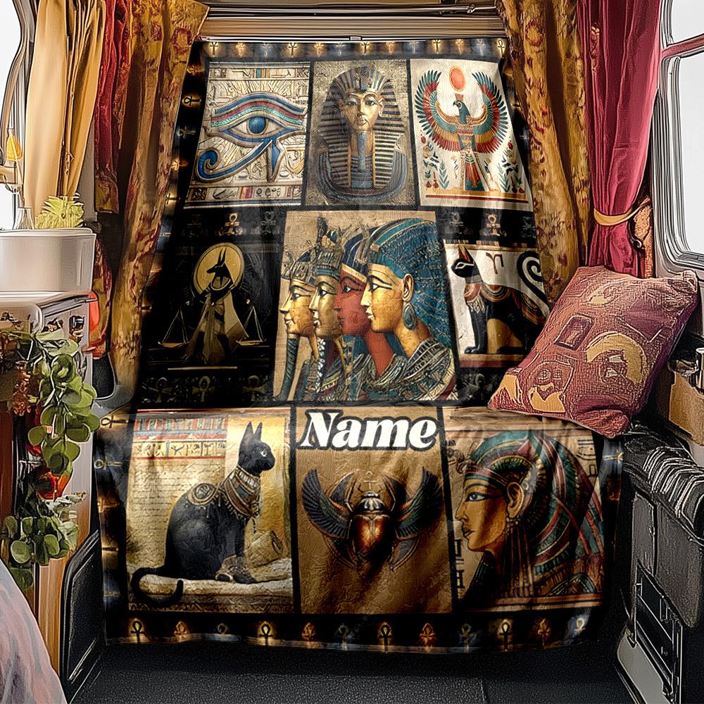 Ancient Egyptian Art And Symbols Collage Blanketcustomizable With Your Namecomfortable And Stylish Perfect For Travel Beds Chairs Offices Sofas