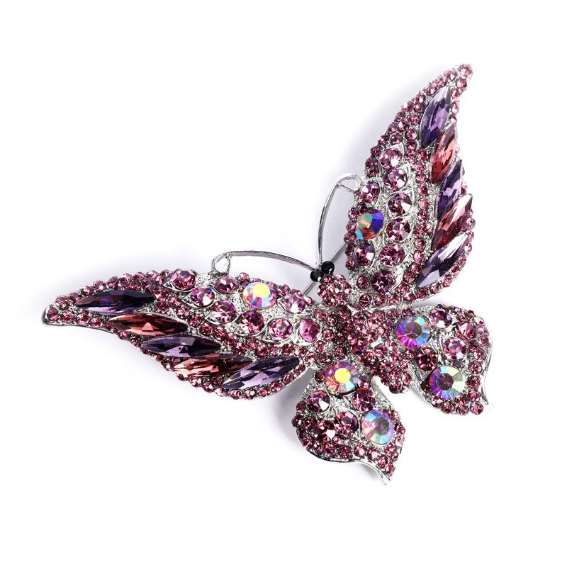 SKEDS Exquisite Women Girls Elegant Butterfly Crystal Brooch Pin Vintage Full Crystal Butterflies Insect Banquet Badges Buckles