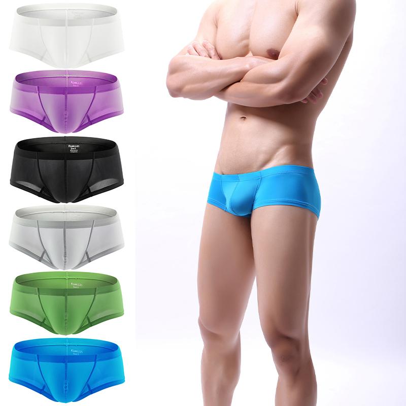 1Pc Nylon Sexy Men's Solid Color Underwear Underpants Bulge Pouch Sport Briefs Boxer Shorts