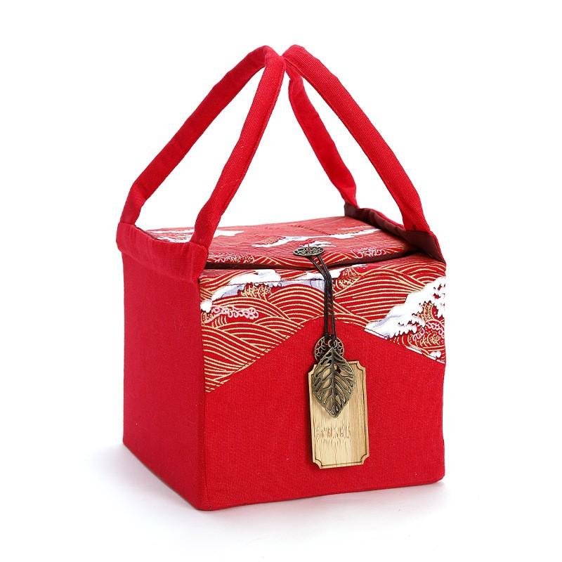 Vintage Tee Stoffverpackungsbeutel Tragbares Keramik Teegefäß Geschenktüten Schönes Muster Einzelne Dosen Aufbewahrungsbeutel Ohne Dosen