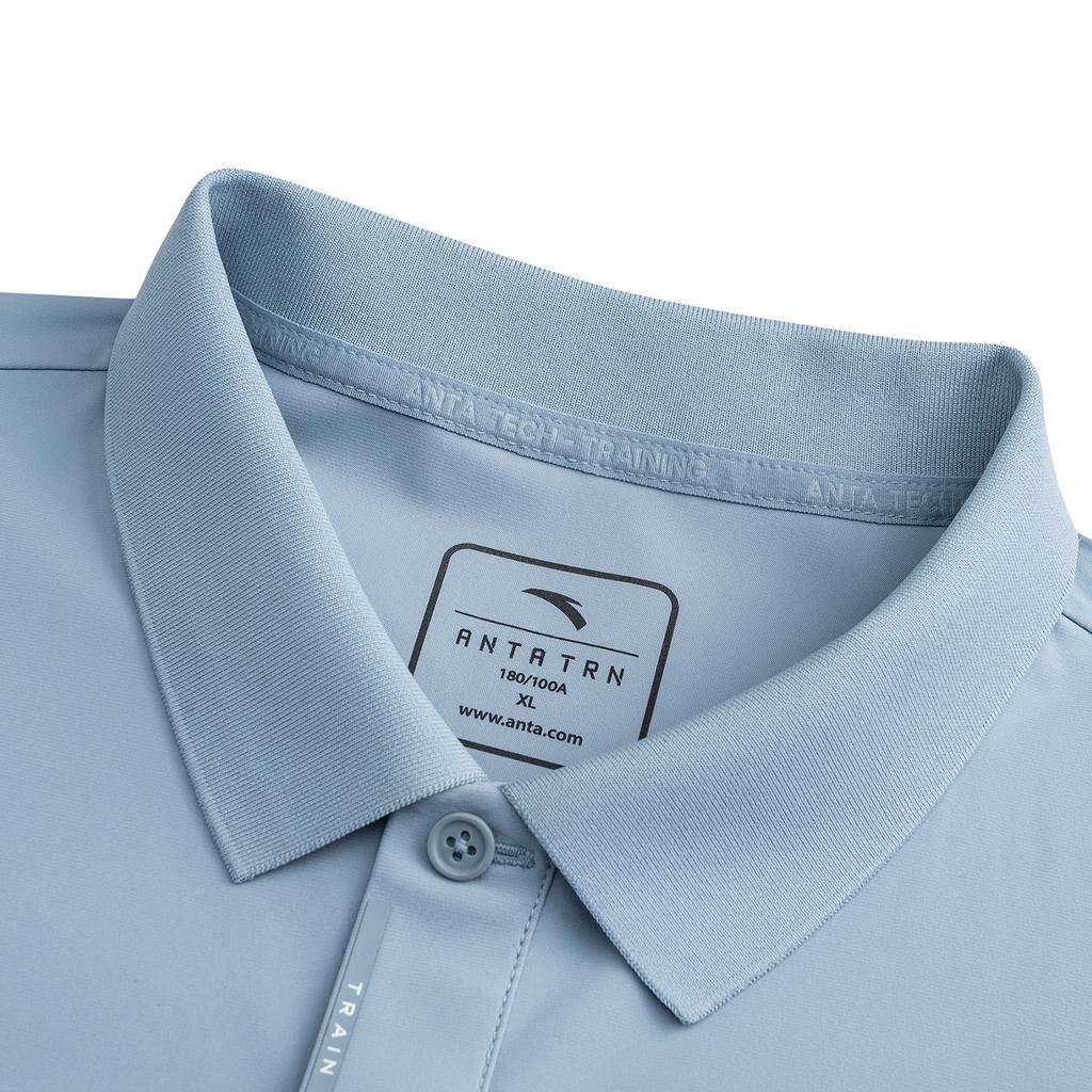 Anta Training Short Sleeve Polo Shirt Summer 2026 Men Tops Blue Gray 952627120-3