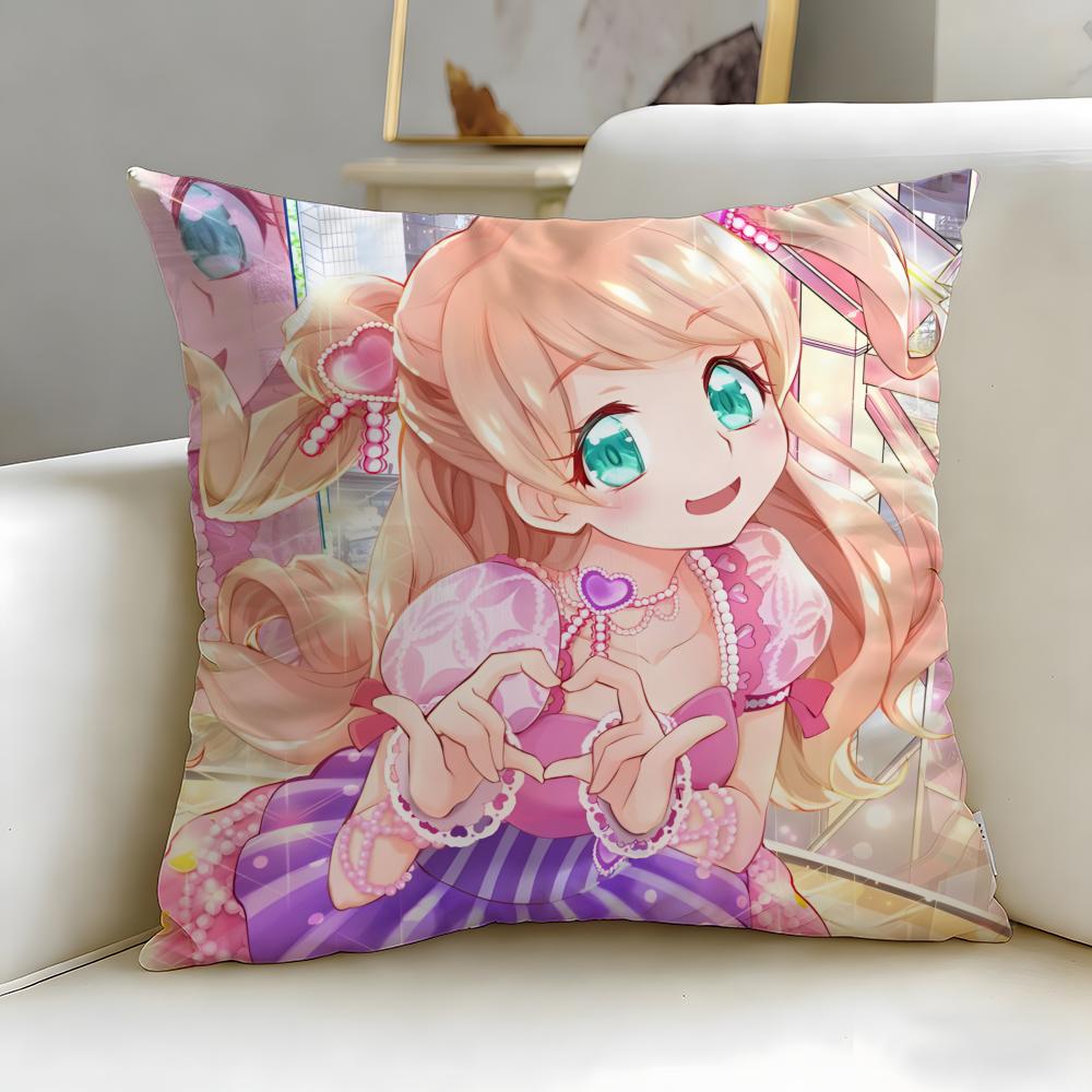 Idol Anime Kiratto Pri Chan Cushion Cover Soft  EasyWash Pillow Case  Versatile for Couch Bed Travel and Office