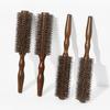 Barber Hair Round Roller Wood Hair Brush Boar Bristle Nylon Hair Comb Hairdressing Combs Round Paddle Brush Women Men Curly Hair