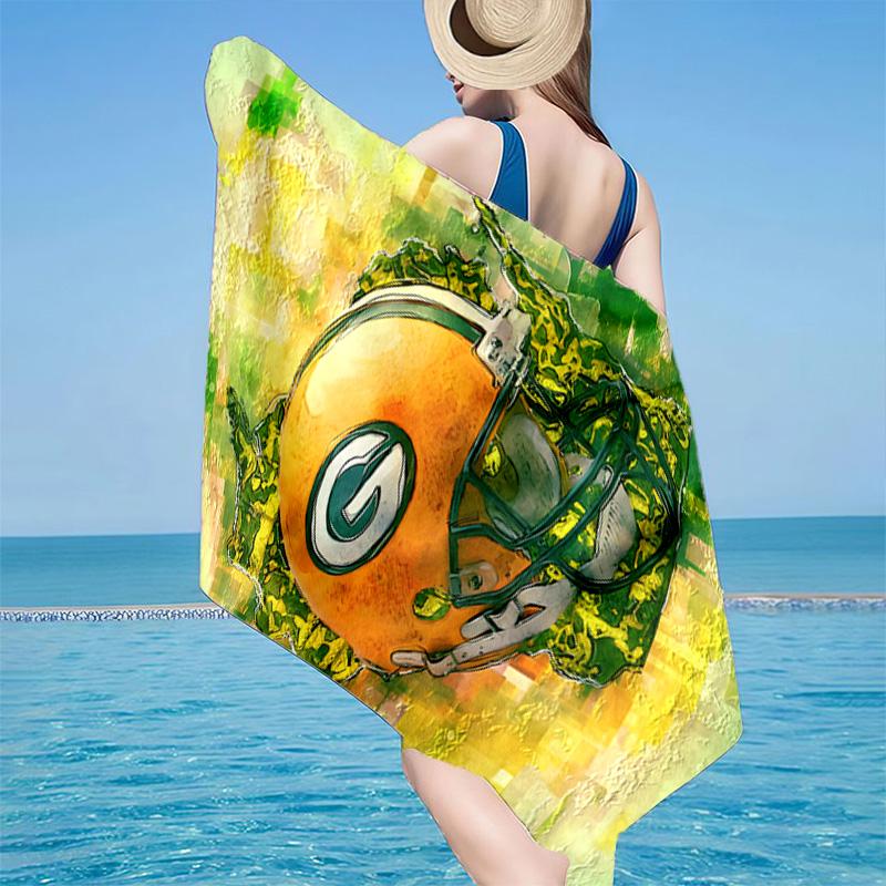 Green Bay Packers Logo Microfiber Beach Towel, Lightweight And Quick-Dry, for Summer Travel, Beach Essential, Swimming Pool