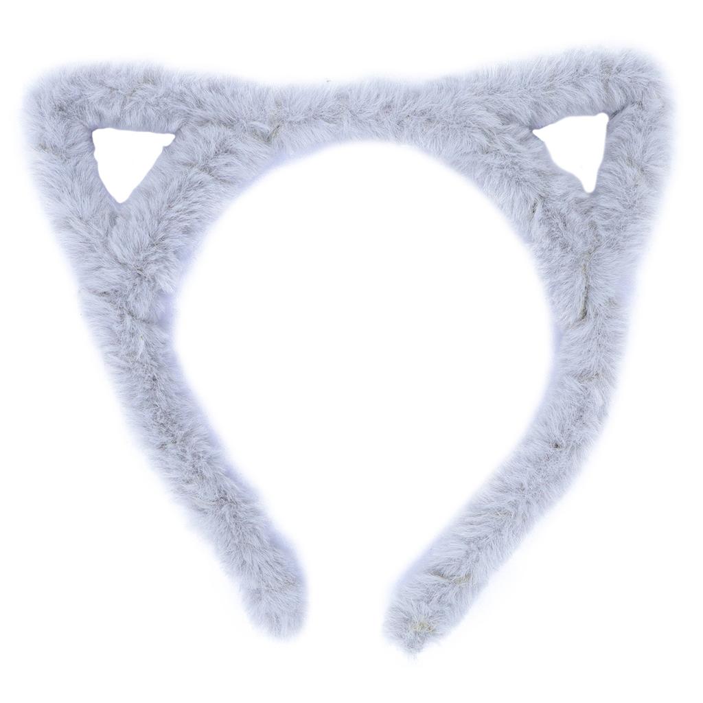 Furry Cat Ears Headband Halloween Cosplay Cat Women Hairband, Black White Pink Kakhi