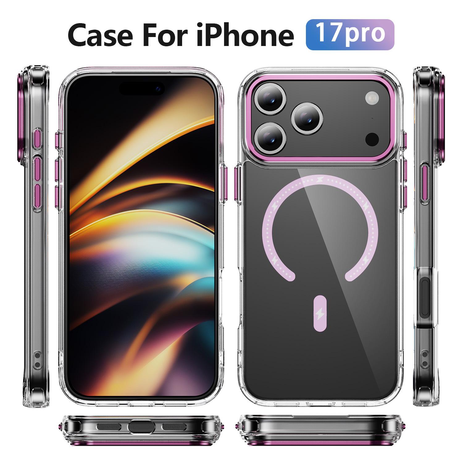 Sparkling Powder Magnetic Phone Case Simple Transparent for IPhone 17 Phone Case for Apple 16 Phone Case For  iPhone17
