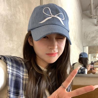 Neue Frühjahrs- und Sommer-Schleifen für Damen Koreanischer Stil Waschbare Jeans Sonnenhut Baseballkappe