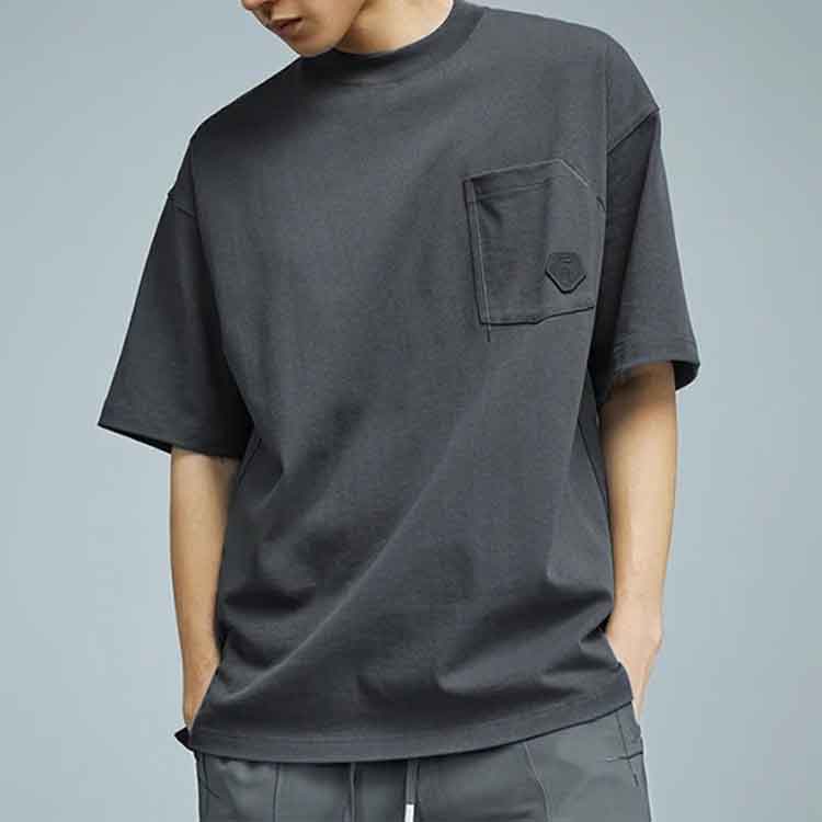 Li-Ning X Jackie Chan Kung Fu Series Solid Color Casual Sport Loose Short Sleeve T-Shirt Men Tops Thunderstorm-Grey AHSS205-2