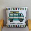 Throw Pillow Case Sofa Home Decor Owl Pillowcase Happy Campers Car Soft Short Plush Cushion Cover Print Pillow Covers 45*45cm