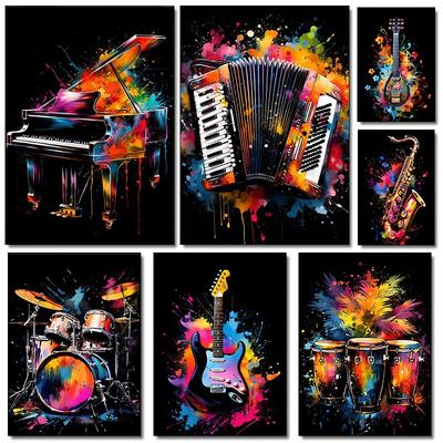 Classic Fashion Instruments Piano Guitar Music Festival Poster Canvas Paintings Wall Art Pictures Music Studio Home Decor