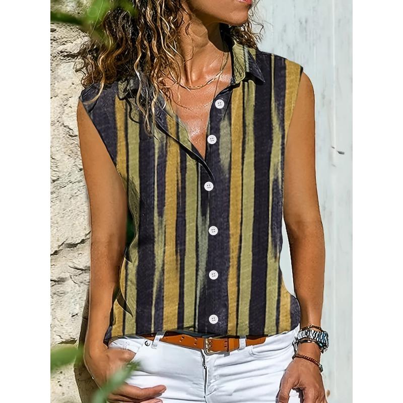 QICED Women's Fashion Casual POLO Neck Short Sleeve Blouses & Shirts