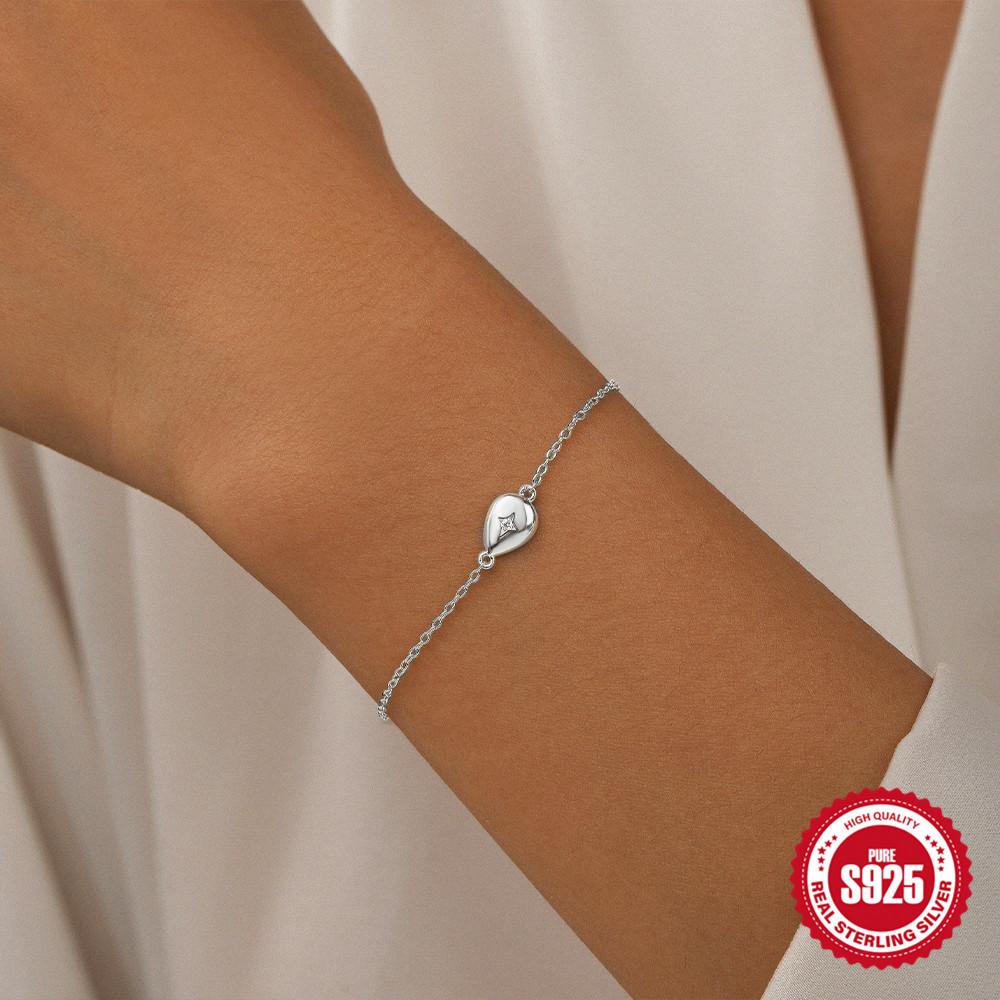 Fashion Trend S925 Sterling Silver Feng Shui Drop Four Corner Star Diamond Women'S Daily Bracelet
