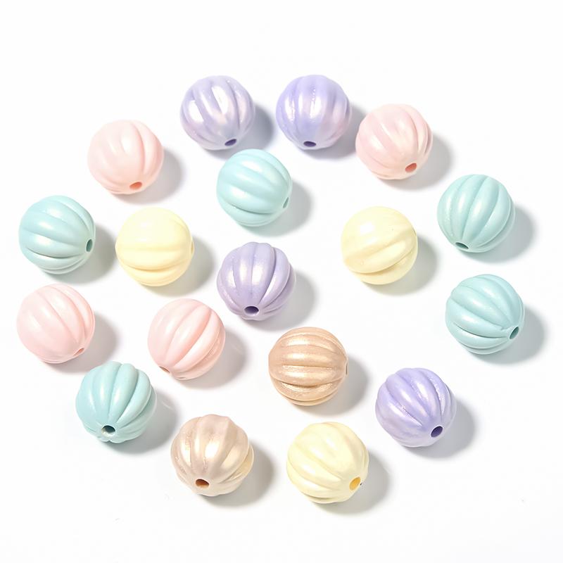 

100Pcs/Lot Macaron Acrylic Beads 11mm Pumpkin Shape Mix Color For Jewelry Making DIY Bracelet Accessories 11mm