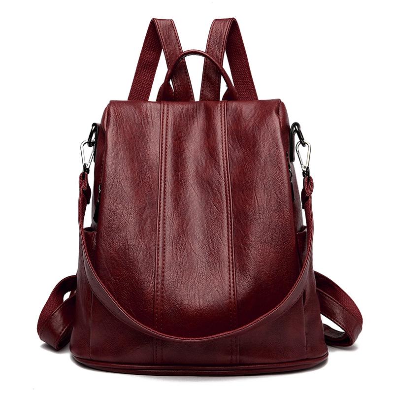 Women's Retro Anti-theft Faux Leather Backpack - High-end, Versatile, Large Capacity