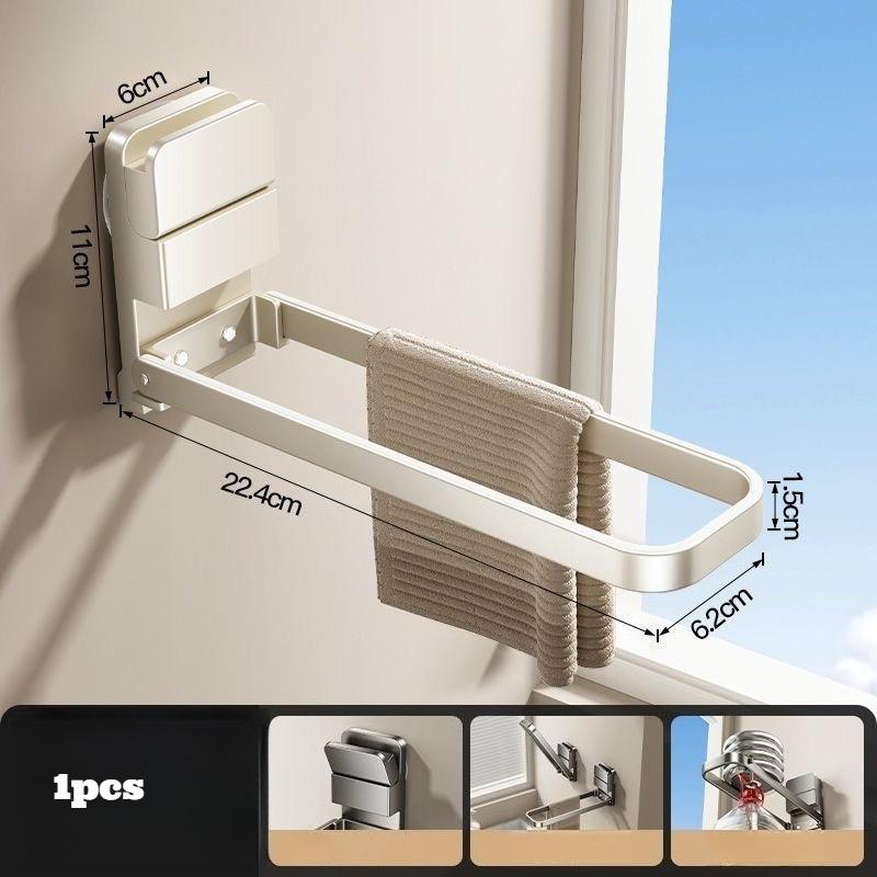 Bathroom Suction Cup Foldable Towel Rack Storage Rack