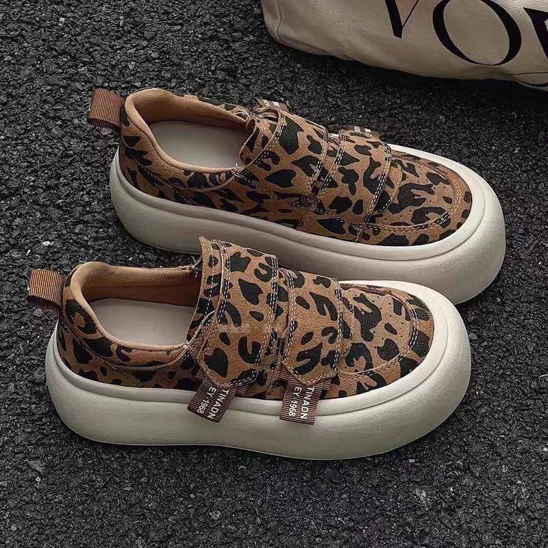 Flat Women's Sports Shoes Casual Leopard Print Fashion Brand Ankle Boots Loafers Winter Women's Casual Travel Sneakers