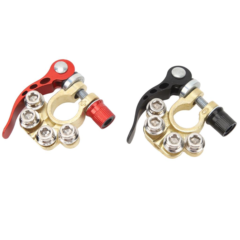 2 Stück Kfz-Batterieklemmen mit 4-poligem schwarz-rotem Bootsanhänger-Klemmenanschluss für SAE- oder JIS-Typ-A-Pfosten