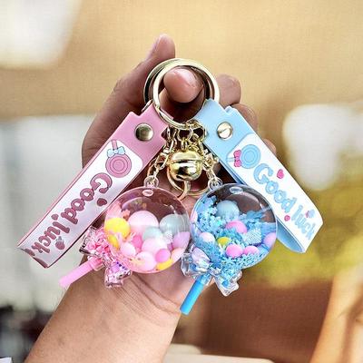 Quicksand Oil-Filled Lollipop Keychain Pendant – Cute & Exquisite Gift for Women, Children's Bag or Car Keys