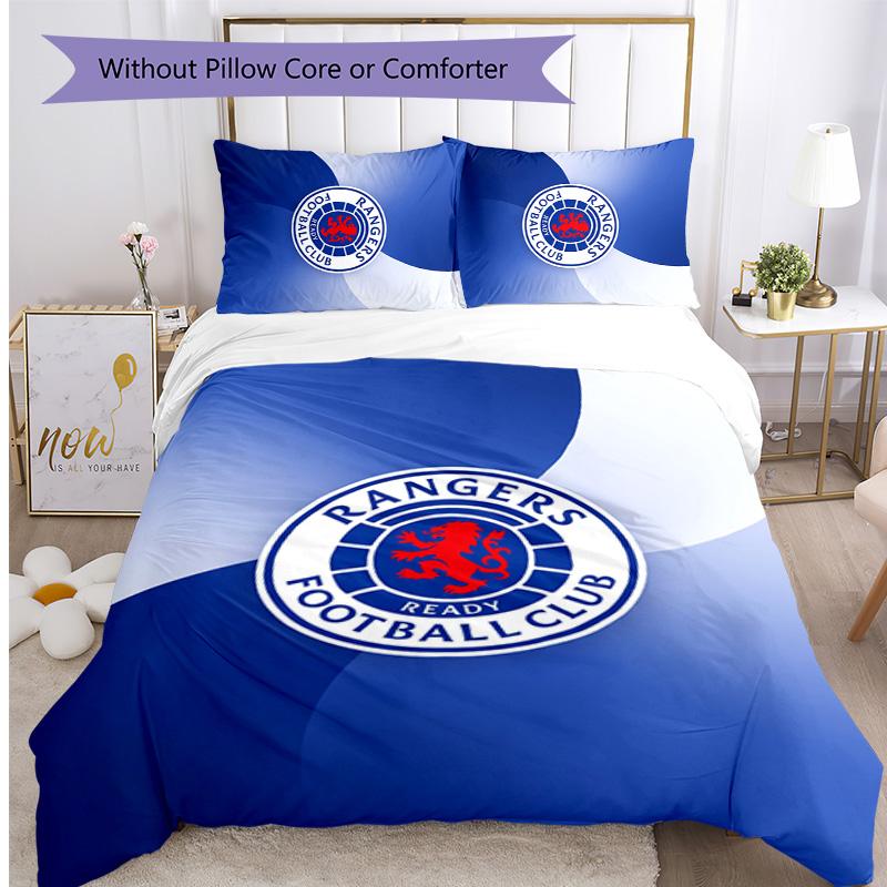 Set Biancheria da Letto Rangers FC Stampato 3 Pezzi Copripiumino Traspirante con Federe Biancheria da Letto Decorativa per Camera da Letto Casa