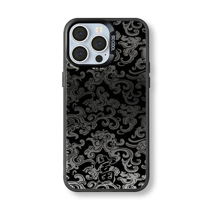 Dragon Pattern Rich Character Is Suitable for Apple 16 Mobile Phone Case Iphone15plus New 14promax Premium 13 Color Silver Case
