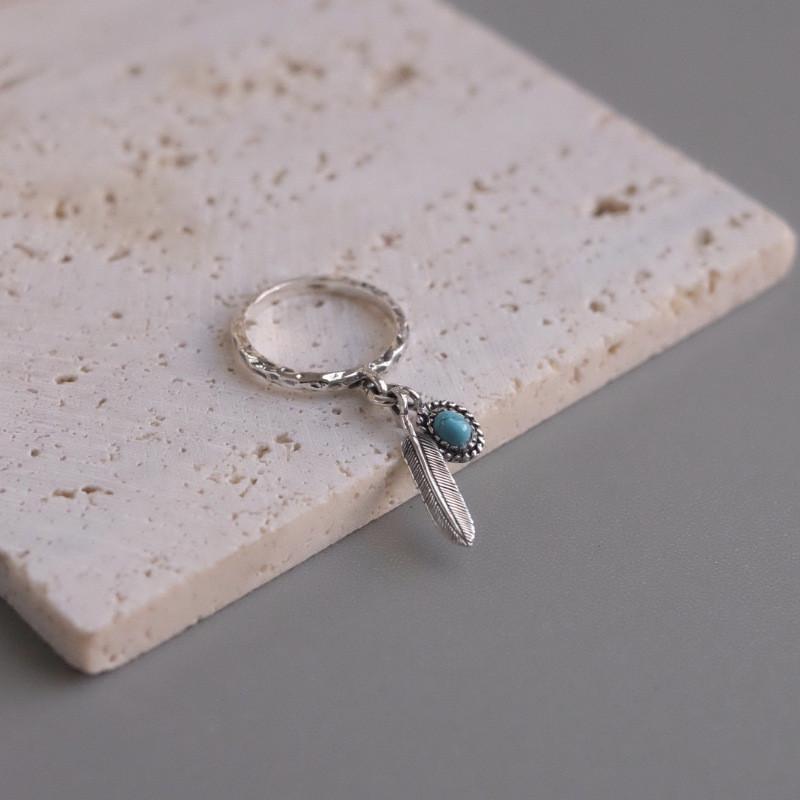 Stylish Geometric Open Adjustable Copper Ring For Women With Vintage Hawk Feather Design