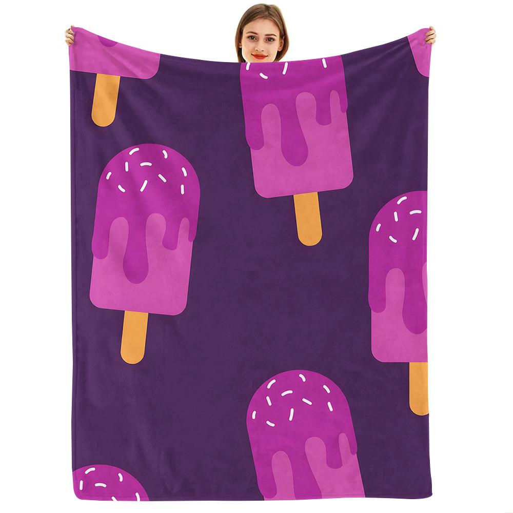 Purple Cute Halloween Cartoon Anime Print Flannel Blanket Soft Warm Throw for Kids Bedroom Sofa Christmas Office Car