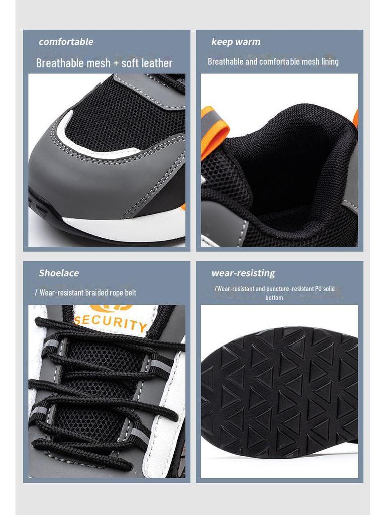 Scarpe antinfortunistiche da uomo ultraleggere con puntale in acciaio: Calzature da lavoro traspiranti, anti-schiacciamento, anti-perforazione, casual, con suola spessa, con suola morbida