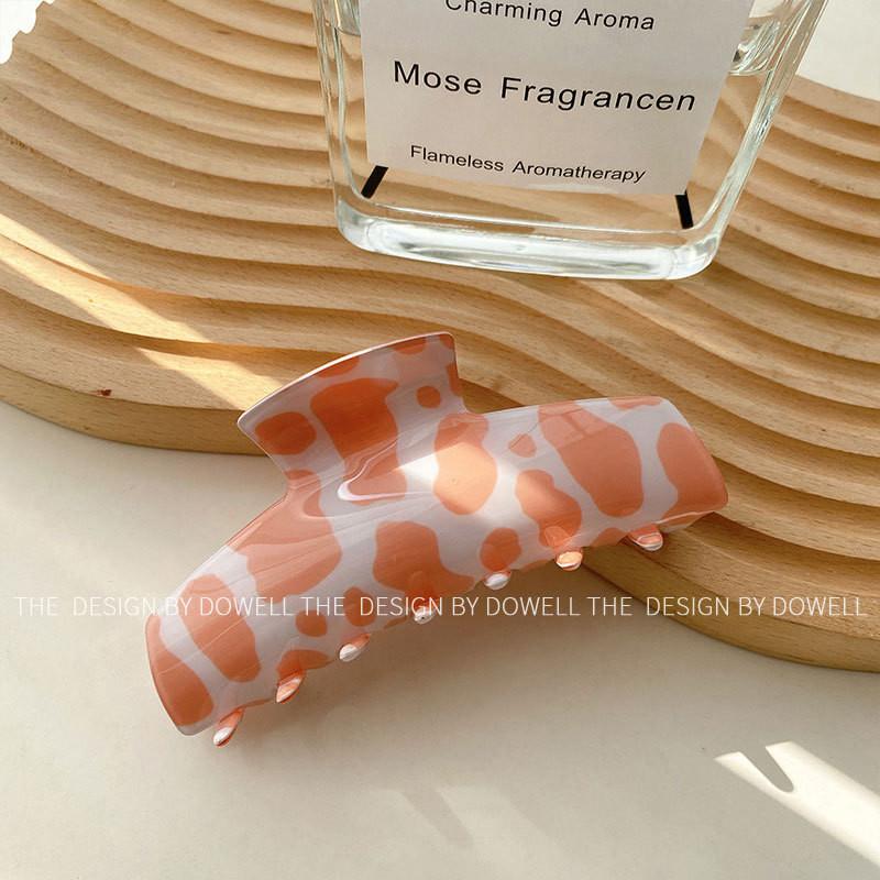Premium Pvc Hair Claw Clip For Women Featuring Modern Geometric Patterns And Shapes Orange Spot