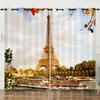 Curtains City Architecture Landscape 3D Digital Printing Blackout Curtains No Punching