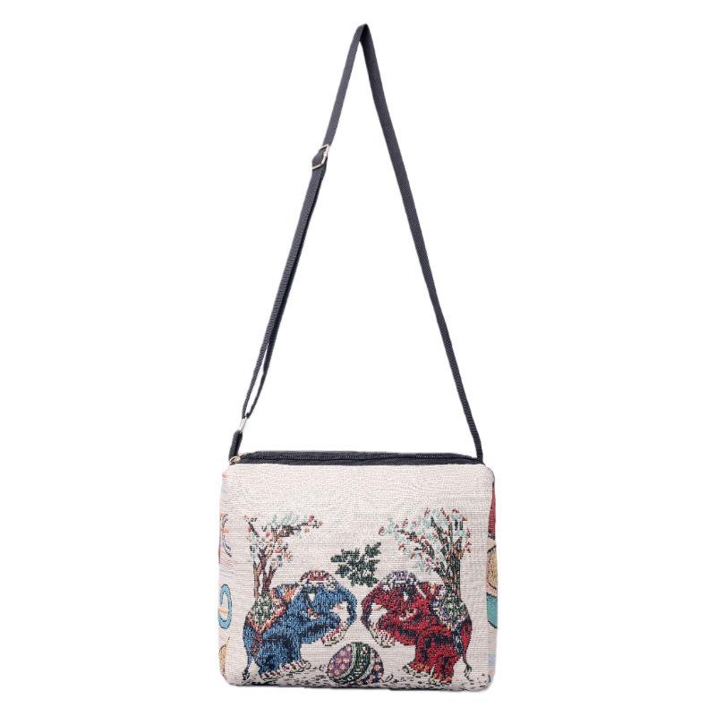 Bolsa Bordada Dupla Face Estilo Étnico, Bolsa Quadrada Pequena Feminina, Bolsa Transversal, Bolsa Pequena Leve, Bolsa de Viagem