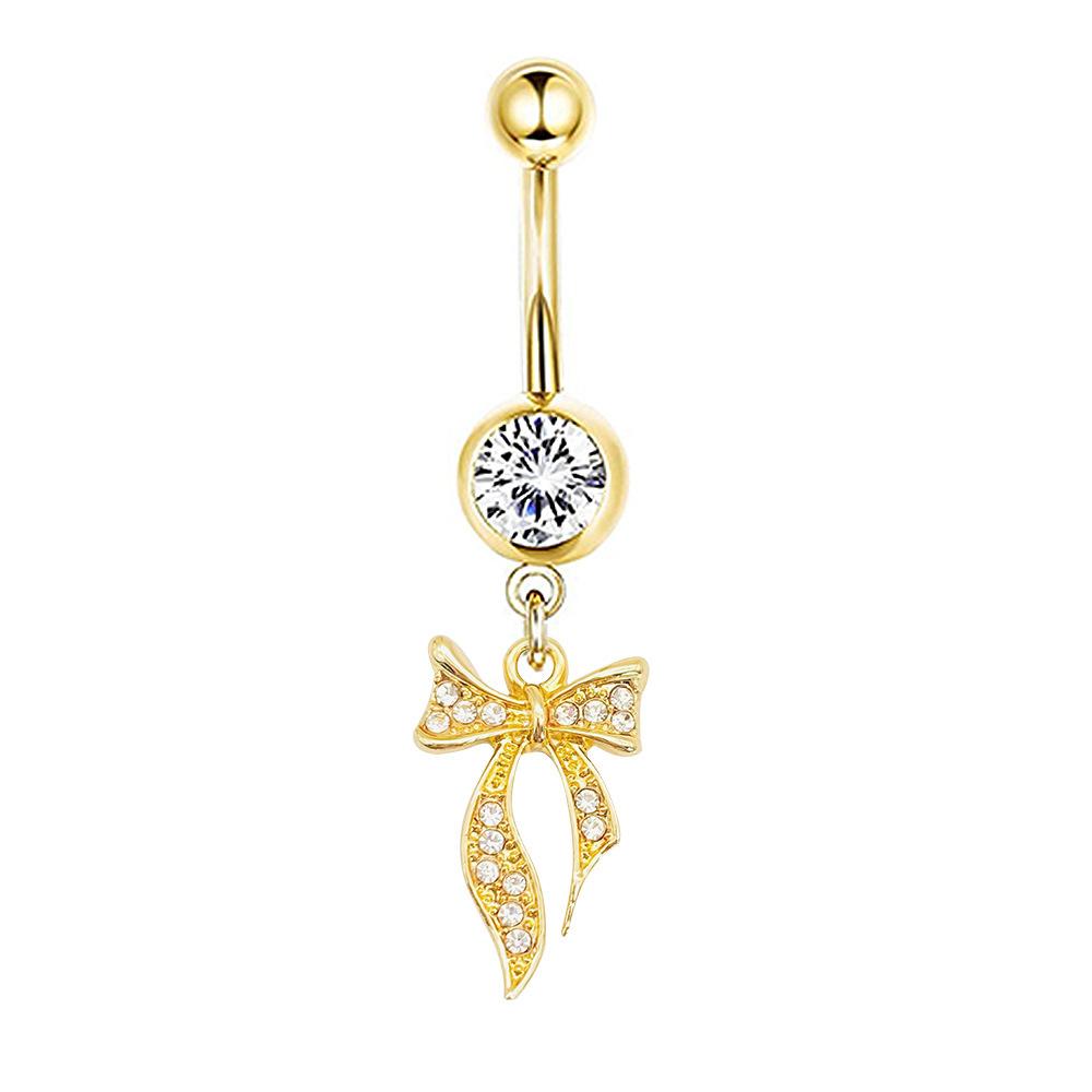1Pcs Stainless Steel Long Navel Nail Butterfly Heart Five-pointed Star Pendant Navel Ring Piercing Jewelry