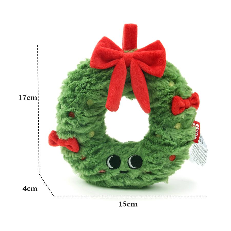 17CM Christmas Wreath Plush Jewelry With Cute Smiling Fa Plush Doll Christmas Tree Decoration Home Decoration зелёный