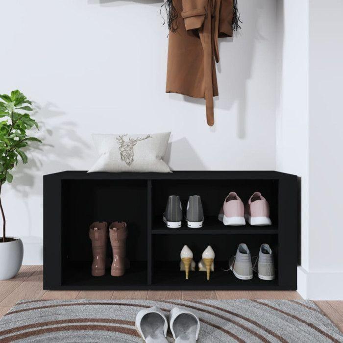 816921 vidaXL Armoire à chaussures Noir 100x35x45 cm Bois d'ingénierie