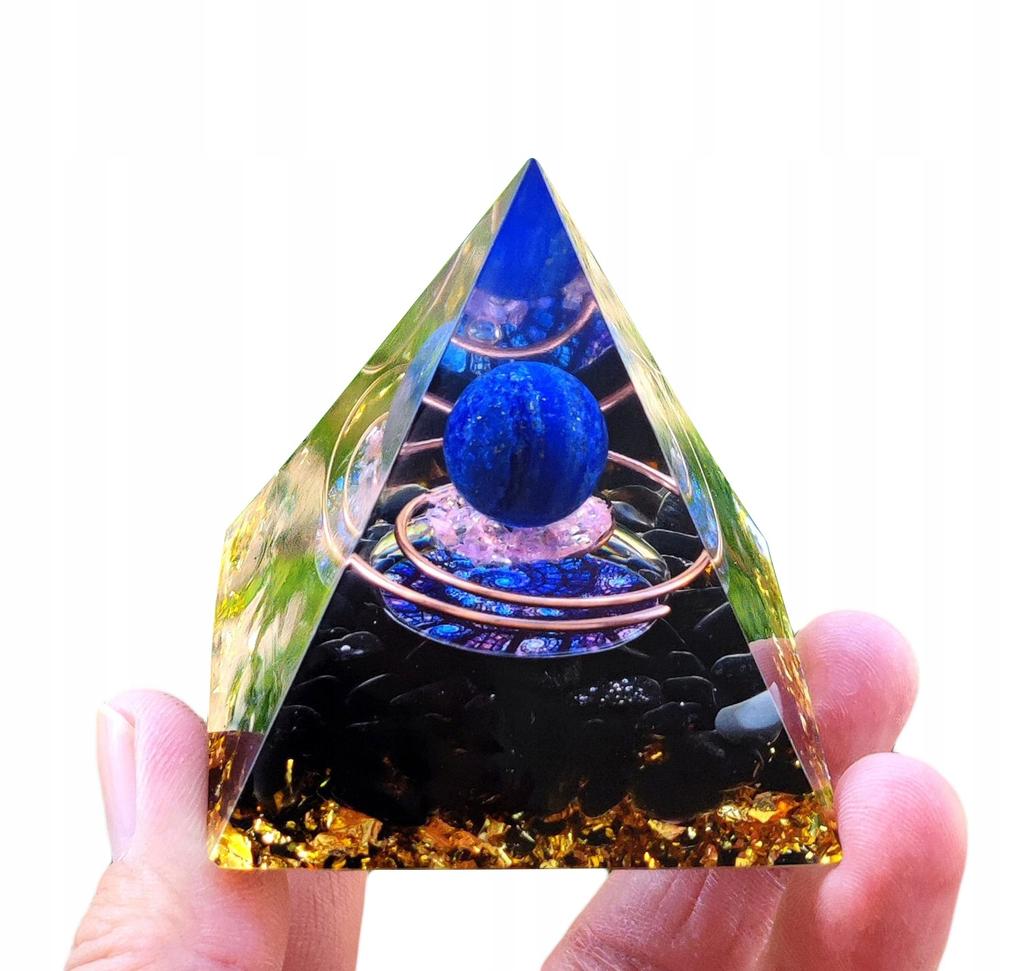 Pyramid Orgonite + Led Lamp Base 5Cm Crystal Stones Amulet 5Cm Hx07