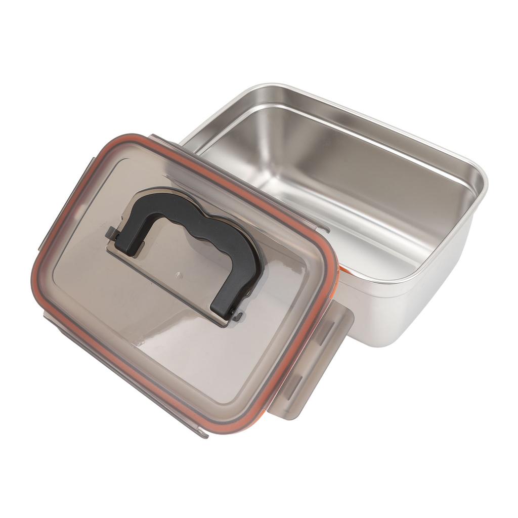 304 Stainless Steel Food Storage Container Metal Sealed Lunch Box with Handle for Home Refrigerator