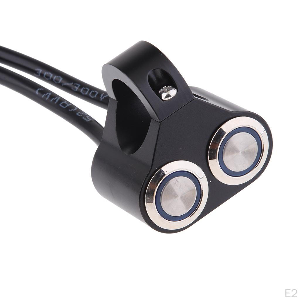Alloy 7/8'' Handlebar Refit Waterproof 2 Button Control Blue Indicator Switch