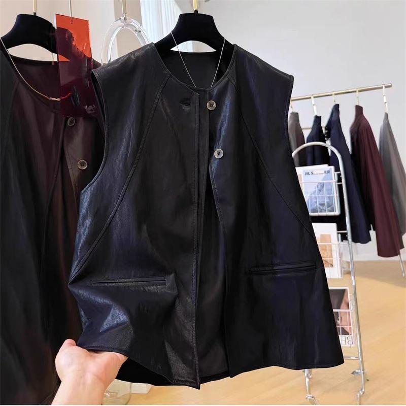 Women Sleeveless Spliced Vest With Pockets Commute Style
