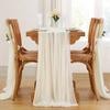 4PCS Sage Green Chiffon Wedding Table Runner,Chair Sashes Gauze Sheer Vintage Dining Birthday Party FestivalCake Table Decor
