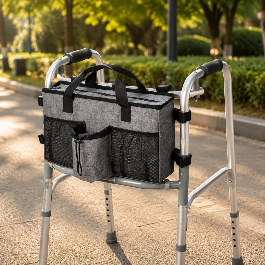 Rollator Storage Bag Adjustable Accessory Easy to Install for Errands