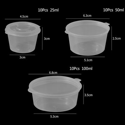 10 Stück Einweg-Sauce-Siegelbox Mini Transparente Versiegelte Kunststoffbox Behälterbox zur Aufbewahrung von Saucen und Gewürzen Mit Deckeln