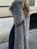 2024 European & American Gray Lapel Long Plush Coat - New Warm, Thick, Furry Outerwear for Autumn & Winter
