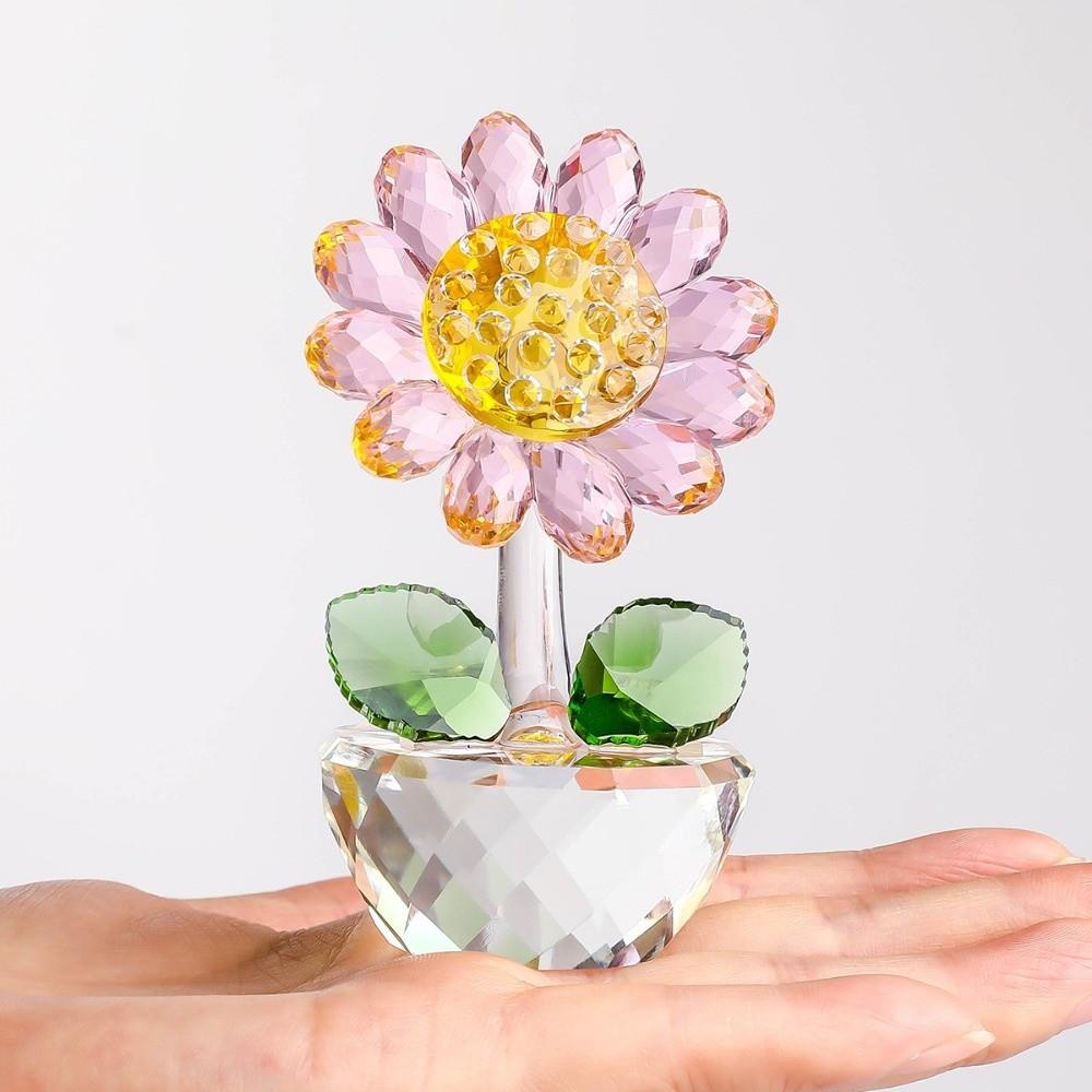Cartoon Sunflower Ornament Plant Series Crystal Home Decoration Sunflower Figurine  Gift