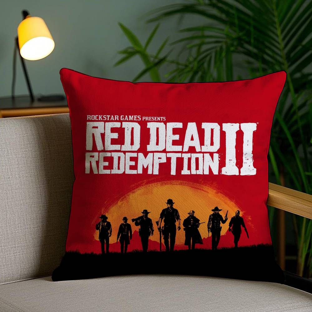 Famous Game Red Dead Redemption-Pop Pillow Case Anti-dustmite Pillowcase Invisible Zipper Silky Short Plush Sofa Cushion Cover