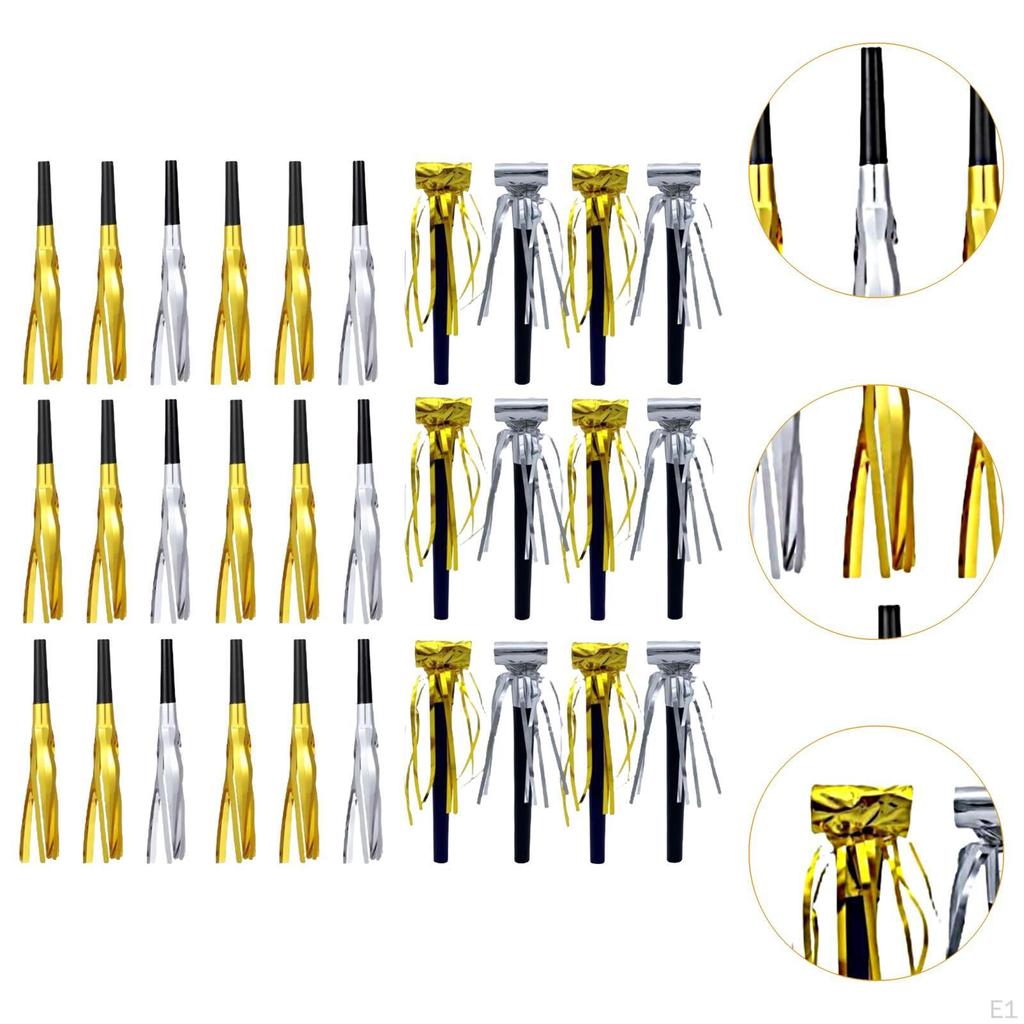 30x Party Blowers Noisemakers Toy Multipurpose Glitter Metallic Noise Maker Birthday Horns Whistles