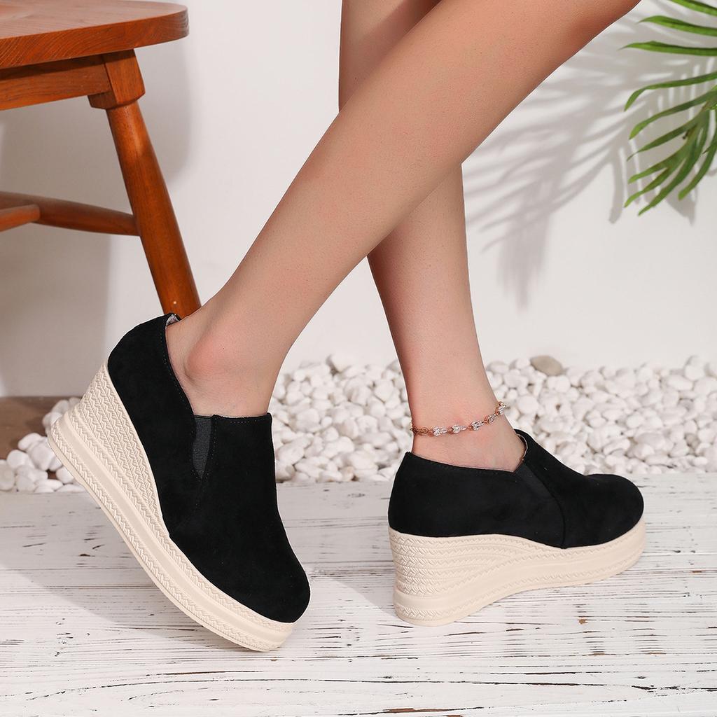 Wedge Heel Deep Shoes Women's 2025 Autumn New Platform Muffin Plus-size Shoes