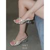 High-end Polka Dot Asymmetrical Heel Sandals for Outdoor Wear - Summer 2026 Gentle Style, Pairs Perfectly with Skirts.