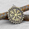 316L Stainless Steel Viking Odin's Symbol of Norse Runic Pendant Necklace Viking Rune Vegvisir Compass Amulet Pendants