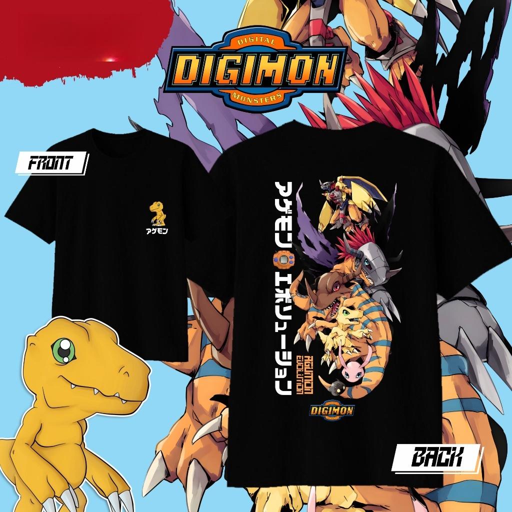 2026 Fashion DIGIMON ADVENTURE ANIME Tshirt AGUMON EVOLUTION Premium Cotton Graphic Tee Soft Cotton Premium Parentchild Tee S