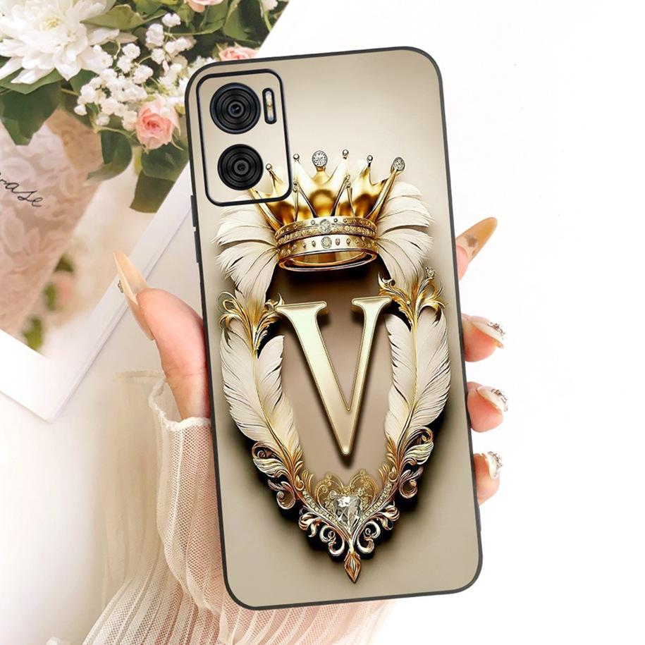 For Motorola Moto E22i E22 E22s Case Luxury Crown Letters Soft Silicone Back Cover For MotoE22 E 22 E 22i E 22s Shockproof Funda